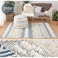 萩原 インド綿ラグ・マット VIAJERO(ビアヘロ) ウルド 600×900mm ブラック 270074800 1枚