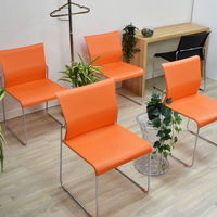 【軒先渡し】宮武製作所 MaD3.14 スタッキングチェア オレンジ SCH-01OR 1セット（4脚入り）（直送品）