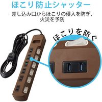 延長コード 電源タップ 3m 6個口 個別スイッチ 雷ガード ほこり防止 ブラウン T-K6A-2630BR エレコム 1個