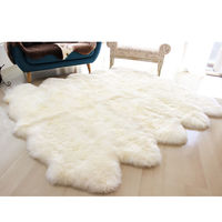 ムートンフリース ファーストレーベル 10匹物 ピンク ムートンラグ リアル ふわふわ ファー マット カーペット 裏無し（直送品）