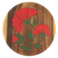 トモ・コーポレーション スツール 座面高25~26cm インディアンフラワー 天然木 433204 1個（直送品）