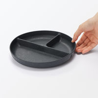 無印良品 レンジで使える ヤシの端材を使った 仕切り付きプレート ２枚組 黒 良品計画