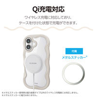 iPhone17 ケース ハイブリッド 衝撃吸収 磁気吸着対応メタルステッカー付 ベージュ PM-A25AFCWAVEBE エレコム 1個（直送品）
