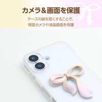 iPhone17 ケース ハイブリッド 衝撃吸収 リボンデザイン パールベージュ PM-A25AHVRIBE エレコム 1個（直送品）