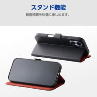 iPhone17 ケース レザー 手帳型 マグネット 衝撃吸収 超軽量 ブラック PM-A25APLFUBK エレコム 1個（直送品）