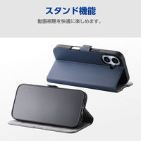 iPhone17 ケース レザー 手帳型 マグネット 衝撃吸収 超軽量 ネイビー PM-A25APLFUNV エレコム 1個（直送品）