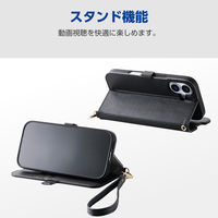 iPhone17 ケース レザー 手帳型 マグネット ハンドストラップ付 ブラック PM-A25APLFY4BK エレコム 1個（直送品）