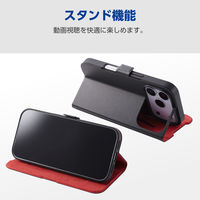 iPhone17 Pro ケース レザー 手帳型 マグネット 超軽量 ブラック PM-A25CPLFUBK エレコム 1個（直送品）