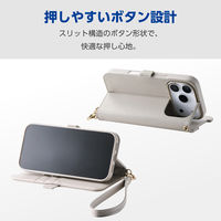 iPhone17 Pro ケース レザー 手帳型 ハンドストラップ付 グレージュ PM-A25CPLFY4GB エレコム 1個（直送品）