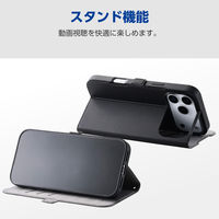 iPhone17 Pro Max ケース レザー 手帳型 マグネット 衝撃吸収 ブラック PM-A25DPLFY3BK エレコム 1個（直送品）