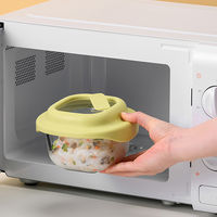 耐熱ガラス製 保存容器 500mL イエロー LNG481 1セット（1個×3）電子レンジ・オーブン・食洗機対応 LIV PLUS