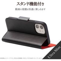 Galaxy S21 5G ケース カバー 手帳 フラップ レザー 薄型 軽量 ブラック PM-G211PLFUBK エレコム 1個（直送品）