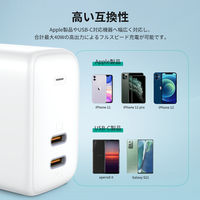 USB充電器 折りたたみ式 SwiftDuo40W PD対応 Type-C×2ポート ホワイト PA-R2S-WT 1個 AUKEY