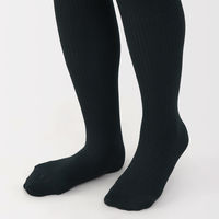 無印良品 レディース 婦人 足なり直角 かかとに合う リブ編みタイツ 婦人Ｌ 黒 良品計画