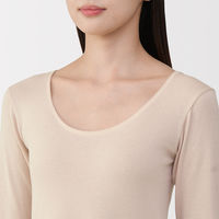 無印良品 レディース 婦人 あったか綿 Ｕネック八分袖Ｔシャツ 婦人Ｓ ライトベージュ 良品計画