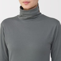 無印良品 レディース 婦人 あったか綿 厚手 タートルネック長袖Ｔシャツ 婦人Ｓ ミディアムグレー 良品計画