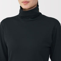 無印良品 レディース 婦人 あったか綿 厚手 タートルネック長袖Ｔシャツ 婦人Ｌ 黒 良品計画