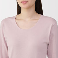 無印良品 レディース 婦人 あったか綿 厚手 Ｕネック八分袖Ｔシャツ 婦人Ｓ ライトピンク 良品計画