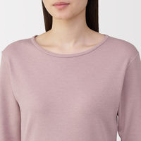 無印良品 レディース 婦人 あったか綿 ウールクルーネック長袖Ｔシャツ 婦人Ｍ スモーキーピンク 良品計画