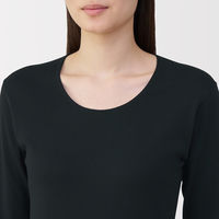 無印良品 レディース 婦人 あったか綿 厚手 Ｕネック八分袖Ｔシャツ 婦人Ｓ 黒 良品計画
