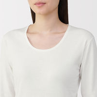 無印良品 レディース 婦人 あったか綿 厚手 Ｕネック八分袖Ｔシャツ 婦人Ｓ オフ白 良品計画