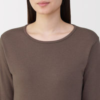 無印良品 レディース 婦人 あったか綿 ウールクルーネック長袖Ｔシャツ 婦人Ｌ ダークブラウン 良品計画