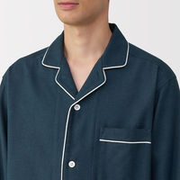 無印良品 メンズ 紳士 脇に縫い目のない フランネル長袖パジャマ 紳士Ｓ ネイビー 良品計画