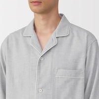 無印良品 メンズ 紳士 脇に縫い目のない フランネル長袖パジャマ 紳士ＸＬ グレー 良品計画