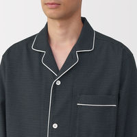 無印良品 メンズ 紳士 脇に縫い目のない フランネル長袖パジャマ 紳士Ｍ ダークグレー柄 良品計画