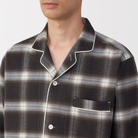 無印良品 メンズ 紳士 脇に縫い目のない フランネル長袖パジャマ 紳士Ｍ ブラウンチェック 良品計画