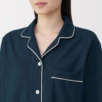 無印良品 レディース 婦人 脇に縫い目のない フランネル長袖パジャマ 婦人Ｌ ダークネイビー 良品計画