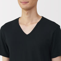 無印良品 メンズ　紳士 あったか綿 Ｖネック半袖Ｔシャツ 紳士Ｓ 黒 良品計画