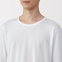 無印良品 メンズ　紳士 脇に縫い目のない なめらか クルーネック長袖Ｔシャツ 紳士Ｌ 白 良品計画