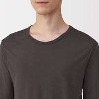 無印良品 メンズ　紳士 脇に縫い目のない なめらか クルーネック長袖Ｔシャツ 紳士Ｓ ブラウン 良品計画