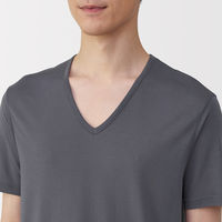 無印良品 メンズ　紳士 脇に縫い目のない なめらか Ｖネック半袖Ｔシャツ 紳士Ｍ チャコールグレー 良品計画