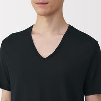 無印良品 メンズ　紳士 脇に縫い目のない なめらか Ｖネック半袖Ｔシャツ 紳士Ｌ 黒 良品計画
