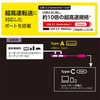 ナカバヤシ USB3.2Gen1 TypeーC 2ポートハブ 極薄極細 グレー UH-C3302GY 1個