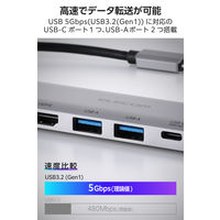 ドッキングステーション タイプC ハブ 5in1 HDMI PD USB-C USBハブ DST-051BPSV エレコム 1個（直送品）