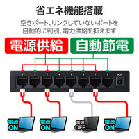 スイッチングハブ LAN ハブ 8ポート Giga対応 メタル筐体 ブラック EHC-LG08M-B エレコム 1個（直送品）