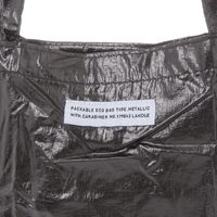 レディース 折り畳みバッグ メタリックエコバッグ ブラック LAKOLE/ラコレ