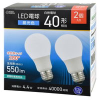 オーム電機 LED電球 E26 40形相当 昼光色 2個入 LDA4DGAG592P 1セット(2個)