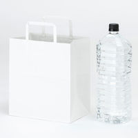 平紐クラフト紙手提袋ベーシック220×250×140mm　白 　1セット（1袋（10枚入）×18） オリジナル
