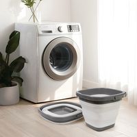 【収納バケツ】 ユメミグサ マルチ折り畳みバケツ ホワイト/グレー(白灰) 10L PR-41C 1個