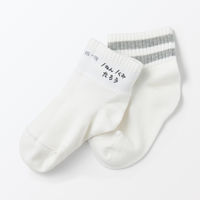 無印良品 キッズ 足なり直角 ショート丈靴下（柄・３足組） １９～２３ｃｍ ライン（グレー・ブルー・ネイビー） 良品計画