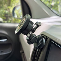 MagSafe対応 車載ワイヤレス充電器 エアコン吹き出し口用 ロングアーム ブラック  MagSafe非対応機種・ケースも使える（直送品）