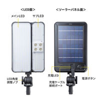 サンワサプライ  LED投光器（三脚付き・ソーラー充電・防水） LED-FL3（直送品）