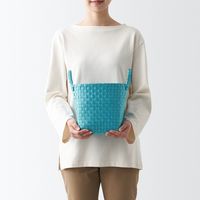 無印良品 再生ポリプロピレン入り 梱包用バンド 手編みバスケット 小 ブルー 約直径２５×高さ２０ｃｍ 良品計画