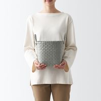 無印良品 再生ポリプロピレン入り 梱包用バンド 手編みバスケット 小 グレー 約直径２５×高さ２０ｃｍ 良品計画