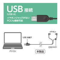 ナカバヤシ USBイヤホンマイク 軽量タイプ ブラック UHP-08BK 1個
