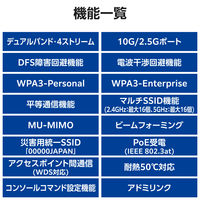 法人向け 無線アクセスポイント Wi-Fi7 マネージ ストリーム数4+4 7200Mbps WAB-BE72-M エレコム 1個（直送品）